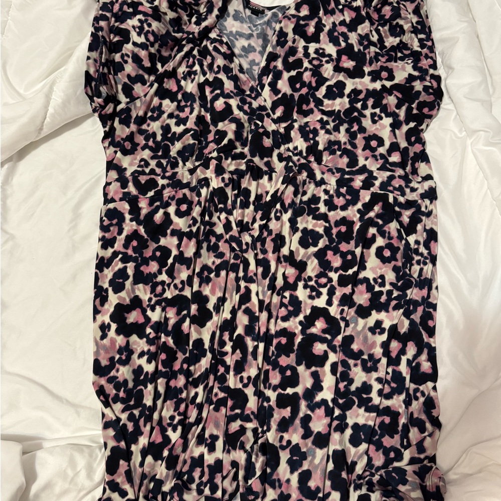 Torrid Pink and Black Ruched Tie Front Sundress